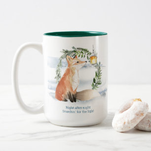 Watercolor Magic Fox In Winter Wonderland Two-Tone Coffee Mug