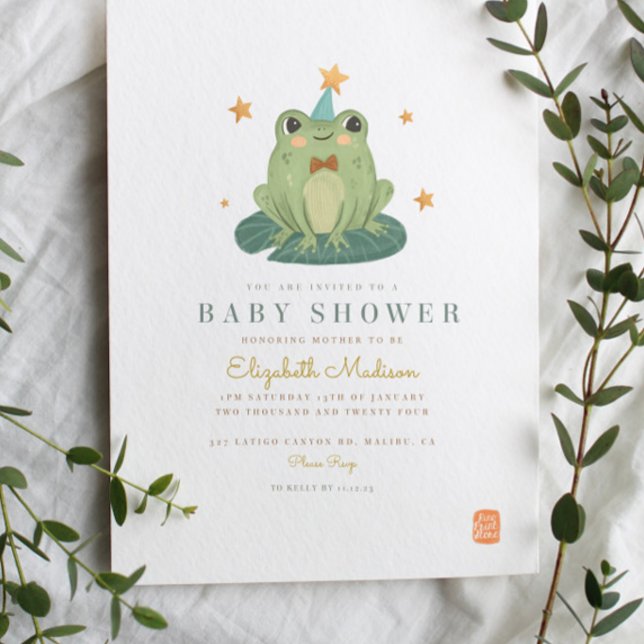 Watercolor Magic Frog  Baby Shower Invitation (Creator Uploaded)