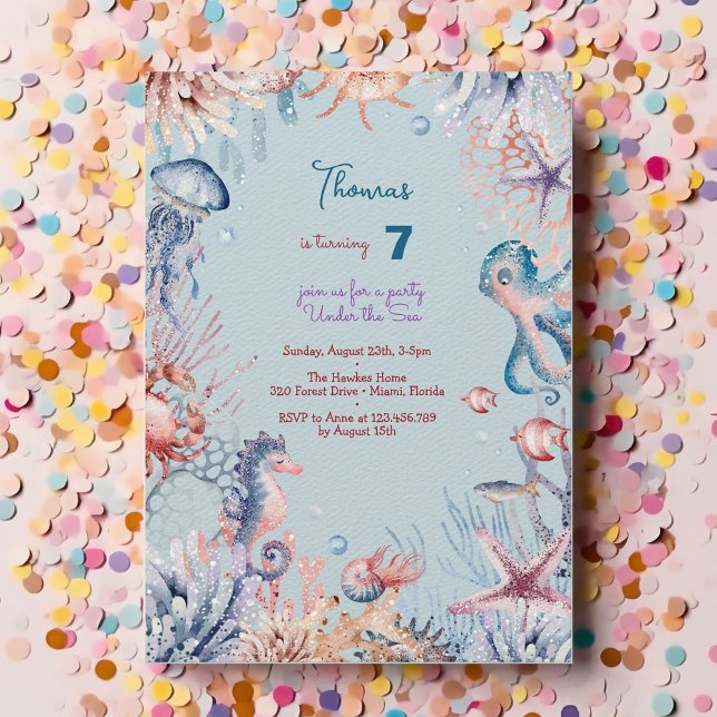 Watercolor Magic Sea kids birthday Invitation (Creator Uploaded)