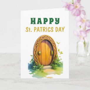 Watercolor Magical Leprechaun Door St Patrick Card