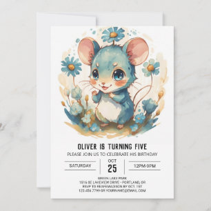 Watercolor Magical Mouse Birthday Invitation