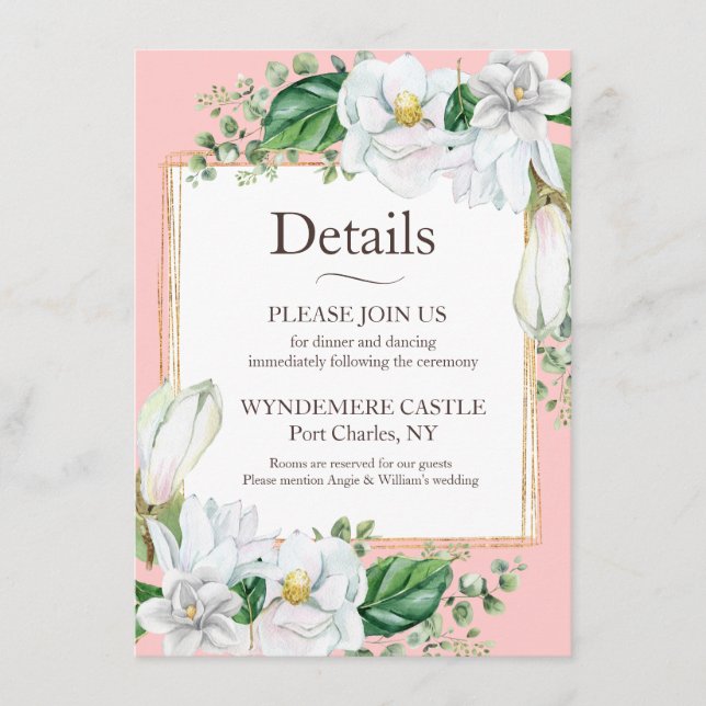 Watercolor Magnolia Blush Enclosure Card (Front)