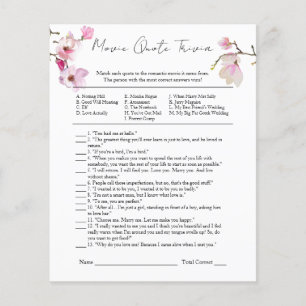 Watercolor Magnolia Bridal Shower Movie Quote Game Flyer