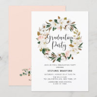Watercolor Magnolia Cotton Wreath Graduation Party