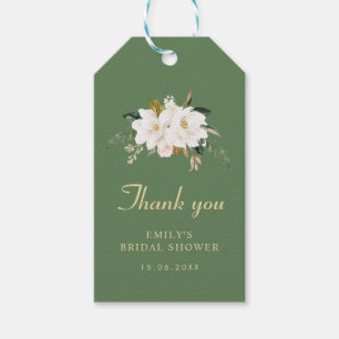 watercolor magnolia floral bridal shower gift tags