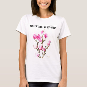 Watercolor Magnolia Floral Mother Elegant Pink T-S T-Shirt