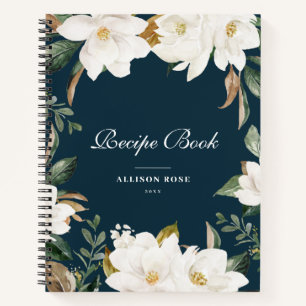Watercolor magnolia floral Recipe Book