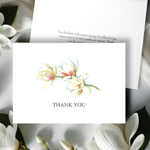 Watercolor Magnolia Flower Funeral Thank You Card