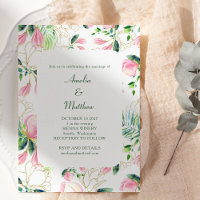 Watercolor Magnolia Flower Pink Gold Wedding