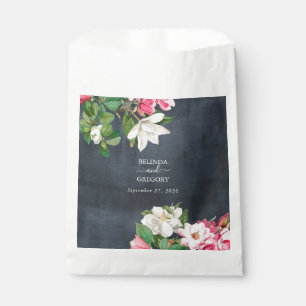 Watercolor Magnolia Flowers Wedding Black White Favour Bags