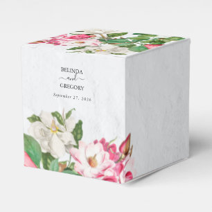 Watercolor Magnolia Flowers Wedding Favour Box