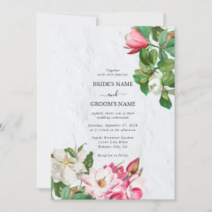 Watercolor Magnolia Flowers Wedding Invitation