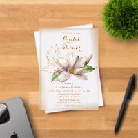 Watercolor Magnolia Purple Floral Bridal Shower