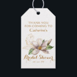 Watercolor Magnolia Purple Floral Bridal Shower Gift Tags<br><div class="desc">Watercolor Magnolia Purple Floral Bridal Shower Gift Tags features elegant watercolor magnolia flowers in soft lavender and purple with green leaves on a white background accented with gold with your Bridal Shower Thank You. Designed for you by Evco Studio www.zazzle.com/store/evcostudio</div>