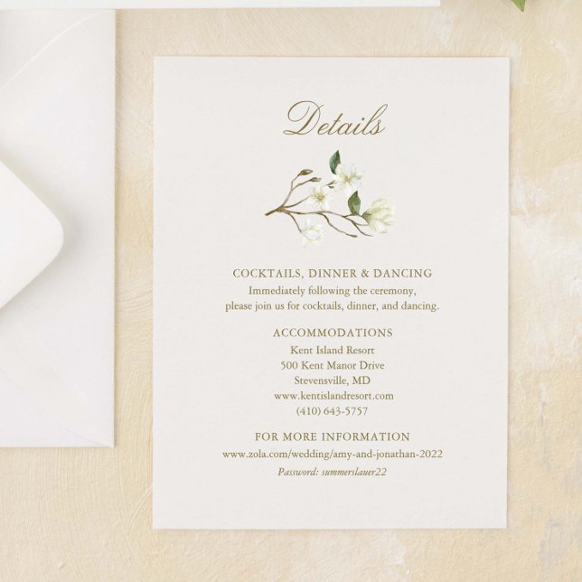 Watercolor Magnolia Wedding Crest Enclosure Card (Creator Uploaded)