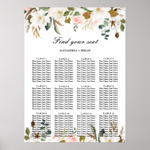 Watercolor Magnolia Wedding Seating Chart