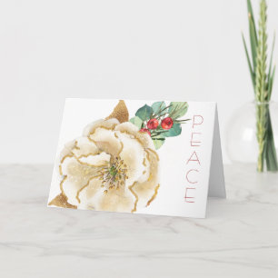 Watercolor Magnolia with Berries Christmas Card, Card