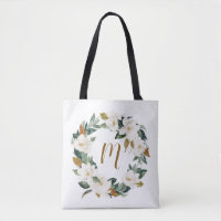 Watercolor Magnolia Wreath Monogram
