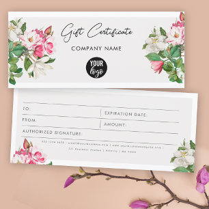 Watercolor Magnolias Logo Gift Certificate Voucher
