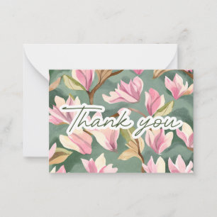 Watercolor Magnolias of Gratitude Thank You Note Card