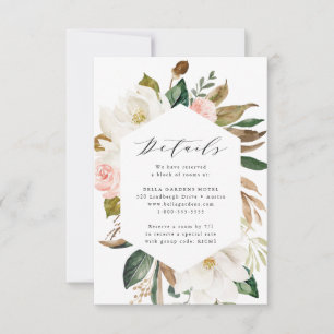 Watercolor Magnolias   Wedding Details Card