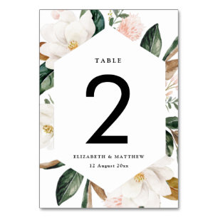 watercolor magnolias wedding table number