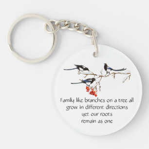 Watercolor Magpie Family Quote Animal Nature   Key Ring