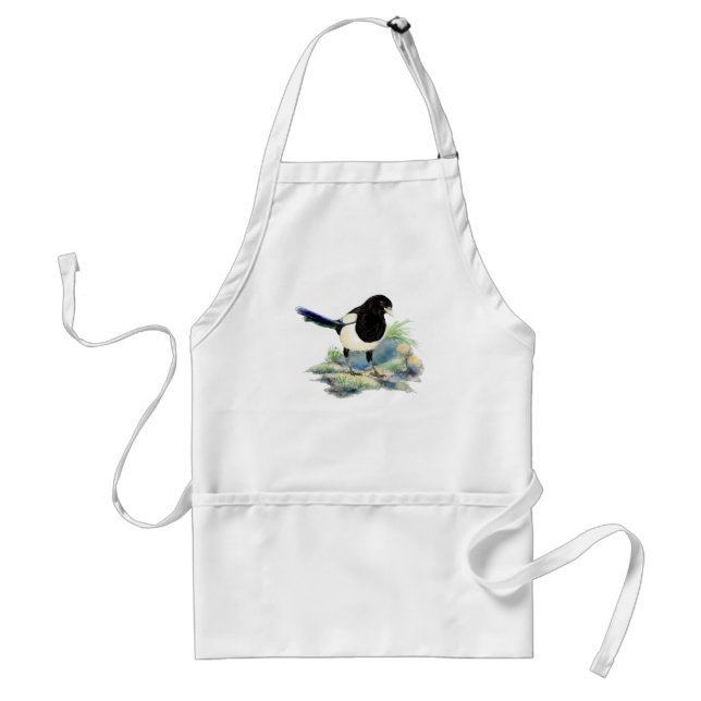 Watercolor Magpie Garden Birds Birding Fans Standard Apron (Front)