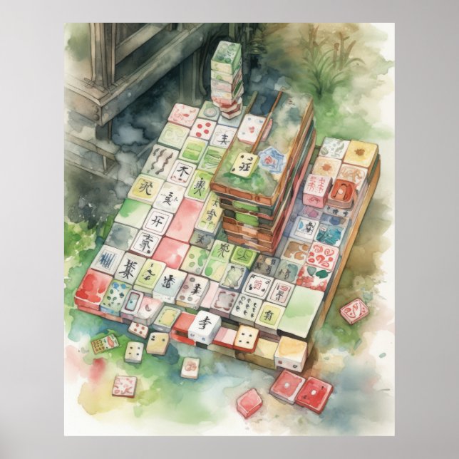Watercolor Mahjong Art Poster (Front)