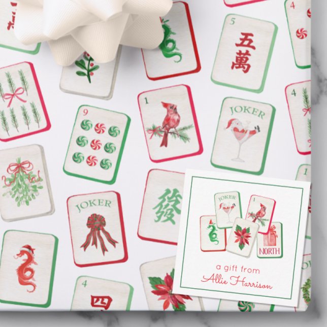 Watercolor Mahjong Christmas Tiles Enclosure Card (Creator Uploaded)