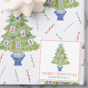Watercolor Mahjong Christmas Tree Card