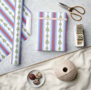 Watercolor Mahjong Christmas Tree Wrapping Paper