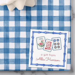 Watercolor Mahjong Tiles & Bows Enclosure Card