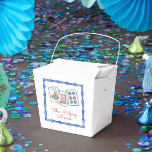 Watercolor Mahjong Tiles & Bows Enclosure Favour Box