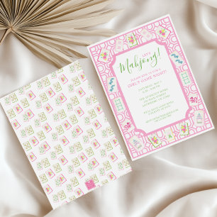 Watercolor Mahjong Tiles Party Invitation