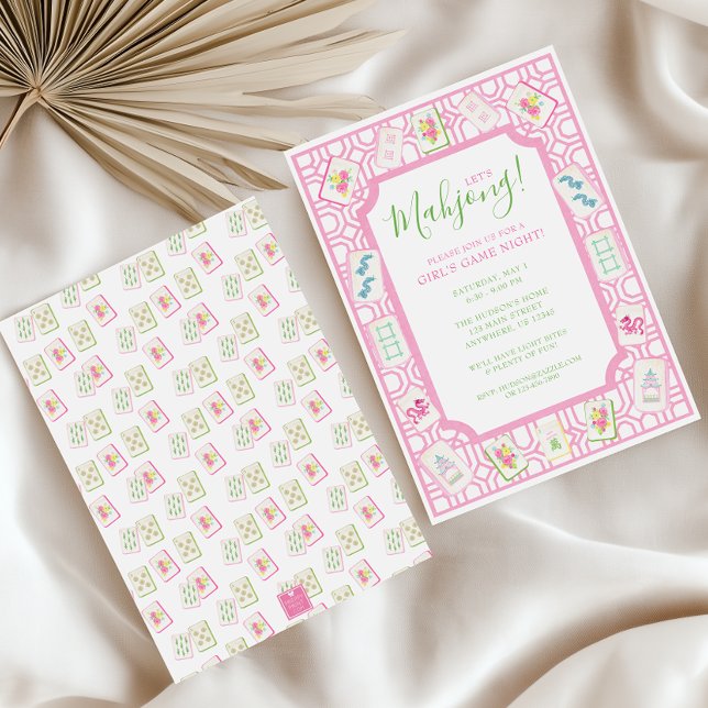 Watercolor Mahjong Tiles Party Invitation (Creator Uploaded)