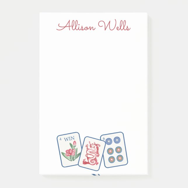 Watercolor Mahjong Tiles Personalised Post-it Notes (Front)