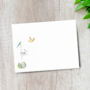 Watercolor Mailbox With Birds Post-it Notes
