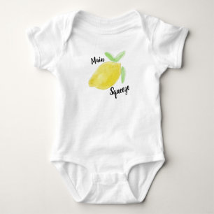 Watercolor “Main Squeeze” Lemon Baby Bodysuit