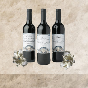 Watercolor Majestic Mia Wedding Wine Label