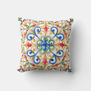 Watercolor majolica ornament cushion