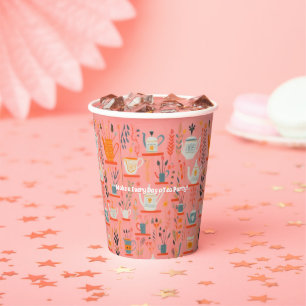 Watercolor Make Every Day a Tea Party Retro Paper Cups