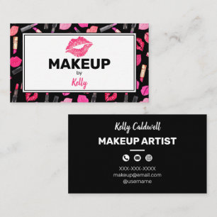Watercolor Makeup Artist Glam Gold Pink Business C Card