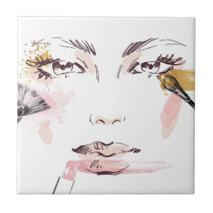 Watercolor Makeup Face Tile