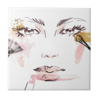 Watercolor Makeup Face Tile