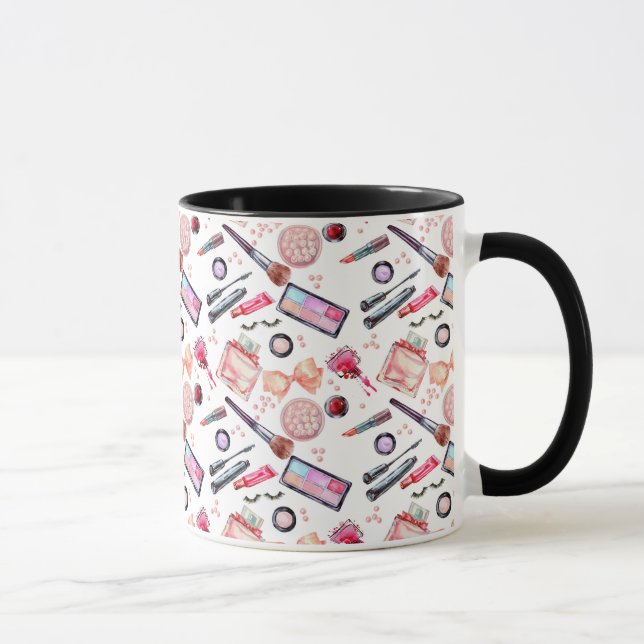Watercolor Makeup Pattern Mug (Right)