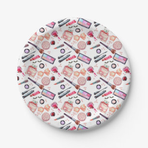 Watercolor Makeup Pattern Paper Plate