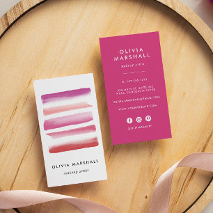 Watercolor Makeup Swatches   Vertical Business Card