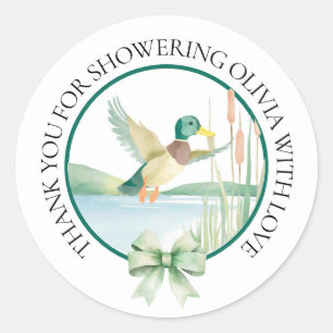Watercolor Mallard Duck Baby Shower Sticker