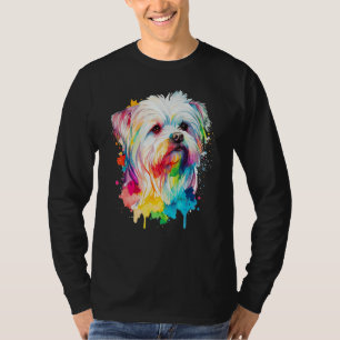 Watercolor Maltese Colorful Cute Pet Dog Owner T-Shirt